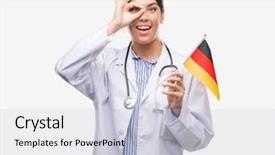  Presentation with eye doctor - Amazing slides having hispanic doctor woman holding flag backdrop and a lemonade colored foreground