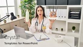  Presentation with human mouth - Slide deck enhanced with hispanic-doctor-woman-holding-model background and a lemonade colored foreground