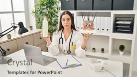  Presentation with skin doctor - Theme consisting of hispanic-doctor-woman-holding-model background and a soft green colored foreground