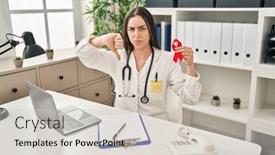  Presentation with support - PPT theme consisting of hispanic-doctor-woman-holding-support background and a lemonade colored foreground