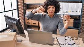  Presentation with curly hair - PPT theme enhanced with hispanic-doctor-woman-with-curly background and a coral colored foreground