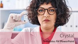  Presentation with attitude - PPT theme having hispanic-doctor-woman-with-curly background and a coral colored foreground