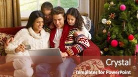  Presentation with family shopping - Presentation theme with hispanic family christmas shopping online background and a tawny brown colored foreground