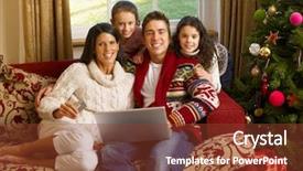 Presentation with family shopping - Amazing PPT theme having hispanic family christmas shopping online backdrop and a tawny brown colored foreground