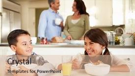  Presentation with breakfast children - Beautiful PPT theme featuring hispanic family eating breakfast backdrop and a lemonade colored foreground