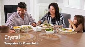  Presentation with hispanic - Theme consisting of hispanic family enjoying meal background and a coral colored foreground