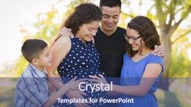  Presentation with hispanic pregnant - Theme with latino children - hispanic family hands on pregnant background and a ocean colored foreground