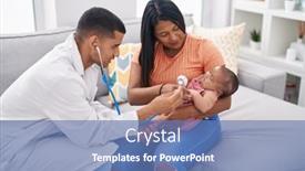  Presentation with medic - PPT theme featuring hispanic-family-having-medic-consultation background and a teal colored foreground