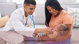  Presentation with medic - Theme consisting of hispanic-family-having-medic-consultation background and a coral colored foreground