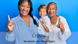  Presentation with family - Slide set with hispanic-family-of-grandmother-mother background and a light blue colored foreground