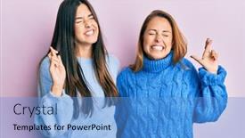  Presentation with winter family - Colorful slide set enhanced with hispanic-family-of-mother backdrop and a teal colored foreground