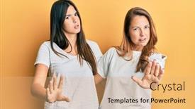  Presentation with tshirt - Amazing slide deck having hispanic-family-of-mother backdrop and a coral colored foreground