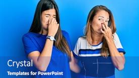  Presentation with breath - Amazing PPT theme having hispanic-family-of-mother backdrop and a ocean colored foreground