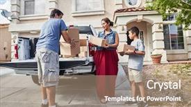  Presentation with las vegas - Amazing presentation theme having hispanic family unloading pickup truck backdrop and a coral colored foreground