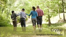  Presentation with walking trail - Cool new PPT layouts with rear view of hispanic family backdrop and a yellow colored foreground