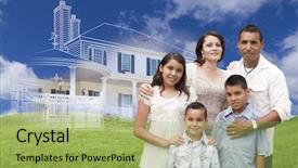  Presentation with rolling hills - Beautiful slide deck featuring homeowner - hispanic family with ghosted house backdrop and a mint green colored foreground