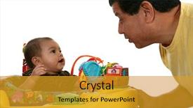  Presentation with baby girl announcement - Audience pleasing theme consisting of hispanic father playing with baby backdrop and a  colored foreground