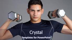  Presentation with lifting weights - Presentation design enhanced with hispanic fitness man lifting weights background and a navy blue colored foreground