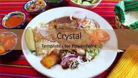  Presentation with mexican chili - Slides with hispanic food - grilled beef fillet assorted mexican background and a coral colored foreground