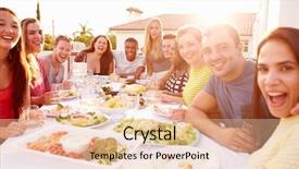  Presentation with people enjoying - Beautiful presentation theme featuring hispanic food - group of young people enjoying backdrop and a lemonade colored foreground