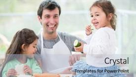  Presentation with father - Amazing PPT theme having hispanic food - happy father preparing sandwiches while backdrop and a light blue colored foreground