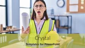  Presentation with build - Slide set enhanced with hispanic-girl-architect-holding-build background and a yellow colored foreground