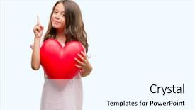  Presentation with girl in red dress - Presentation consisting of hispanic girl holding red heart background and a cool aqua colored foreground