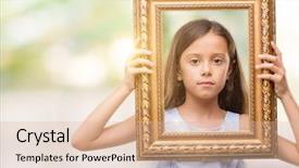  Presentation with vintage art - Presentation theme having hispanic girl holding vintage art background and a lemonade colored foreground