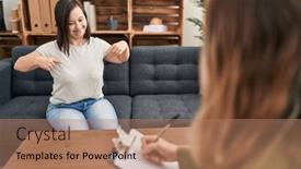  Presentation with fingers - Slides featuring hispanic-girl-with-down-syndrome background and a coral colored foreground