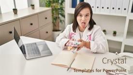  Presentation with down syndrome - Presentation enhanced with hispanic-girl-with-down-syndrome background and a lemonade colored foreground