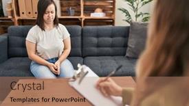  Presentation with sad girl - Slides with hispanic-girl-with-down-syndrome background and a coral colored foreground