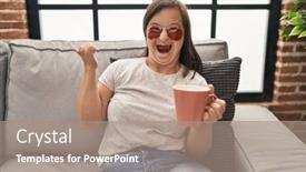  Presentation with down syndrome - Presentation design consisting of hispanic-girl-with-down-syndrome background and a coral colored foreground