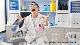  Presentation with mad scientist - Theme having hispanic-girl-with-down-syndrome background and a light gray colored foreground