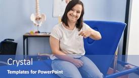  Presentation with physiotherapy - Presentation design consisting of hispanic-girl-with-down-syndrome background and a  colored foreground