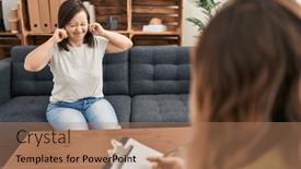  Presentation with music therapy - PPT theme featuring hispanic-girl-with-down-syndrome background and a coral colored foreground