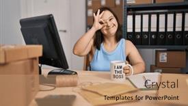  Presentation with working - Presentation with hispanic-girl-with-down-syndrome background and a coral colored foreground