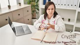  Presentation with down syndrome - Presentation theme enhanced with hispanic-girl-with-down-syndrome background and a lemonade colored foreground