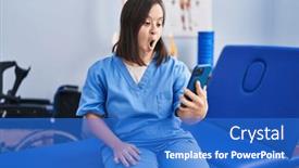  Presentation with physiotherapy - Slide deck with hispanic-girl-with-down-syndrome background and a cobalt blue colored foreground