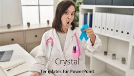  Presentation with blue ribbon - Theme enhanced with hispanic-girl-with-down-syndrome background and a soft green colored foreground