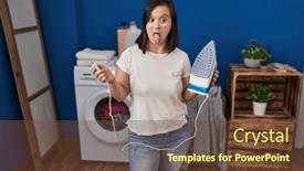  Presentation with ironing - PPT layouts with hispanic-girl-with-down-syndrome background and a tawny brown colored foreground