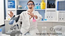  Presentation with hands down - Presentation theme having hispanic-girl-with-down-syndrome background and a light gray colored foreground