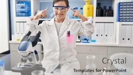  Presentation with hands down - Presentation featuring hispanic-girl-with-down-syndrome background and a light gray colored foreground