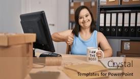  Presentation with down syndrome - Presentation theme with hispanic-girl-with-down-syndrome background and a coral colored foreground