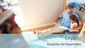  Presentation with childrens - Colorful PPT theme enhanced with hispanic-grandfather-and-granddaughter-sitting backdrop and a sky blue colored foreground