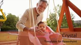  Presentation with grandfather - Audience pleasing slide deck consisting of hispanic grandfather pushing his baby backdrop and a red colored foreground