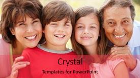  Presentation with grandparents - Presentation theme featuring hispanic grandparents and grandchildren outdoors background and a red colored foreground