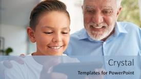  Presentation with grandfather - Presentation consisting of hispanic-grandson-showing-grandfather background and a light blue colored foreground