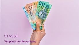  Presentation with australian - Cool new PPT theme with hispanic-hand-holding-australian-dollars backdrop and a lemonade colored foreground
