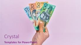  Presentation with australian - Audience pleasing slides consisting of hispanic-hand-holding-australian-dollars backdrop and a lemonade colored foreground