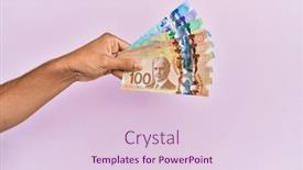  Presentation with canadian - PPT theme consisting of hispanic-hand-holding-canadian-dollars background and a lemonade colored foreground